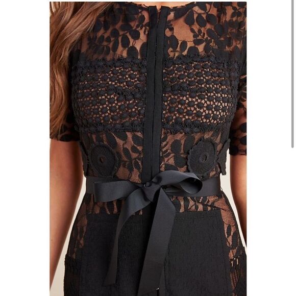Byron Lars Beguile Carissima Lace Midi Sheath Dress Black Size 2 - Picture 3 of 10